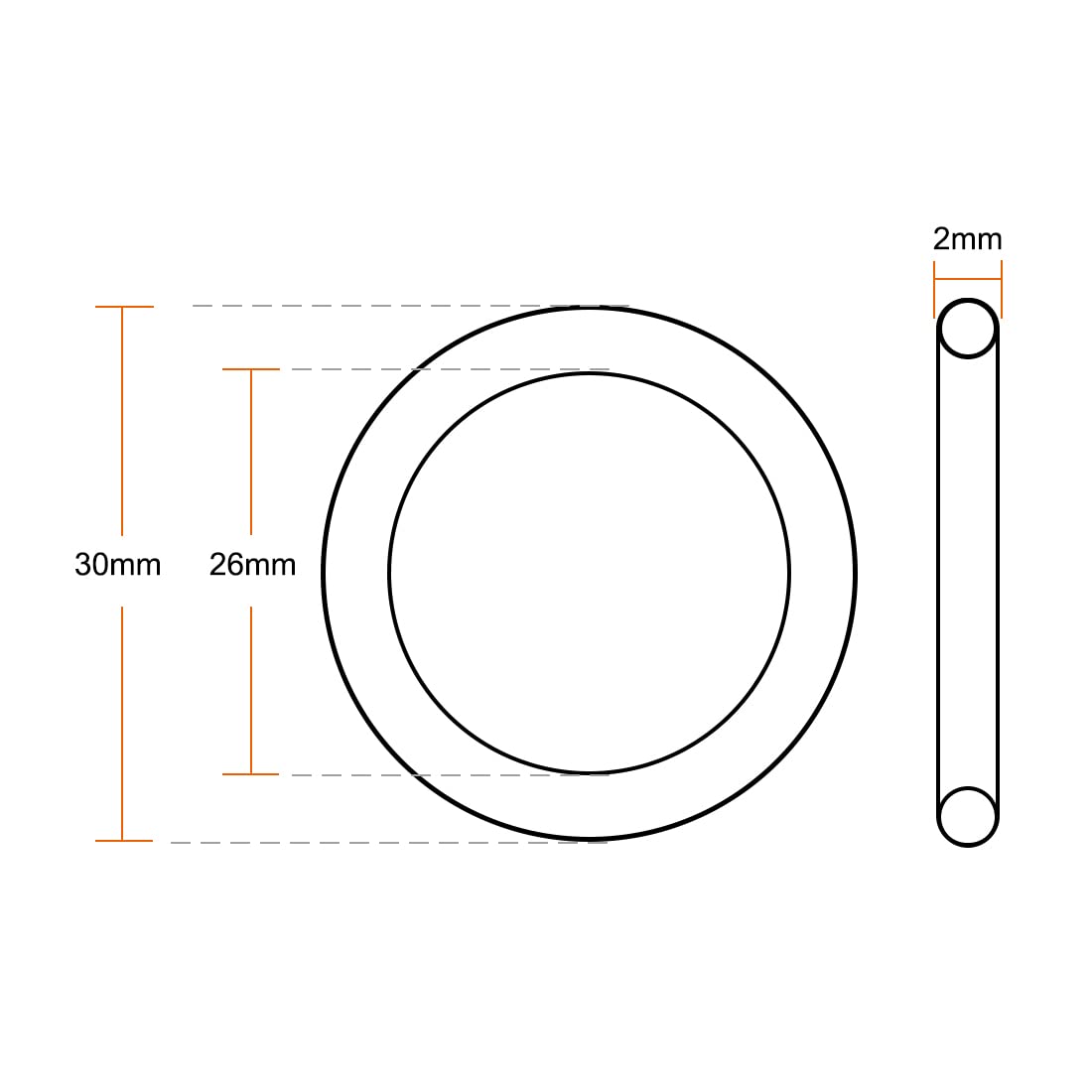 Sourcingmap Silicone O-Rings, 30mm OD 26mm ID 2mm Width VMQ Seal Gasket for Compressor Valves Pipe Repair White, Pack of 10 - Image 2