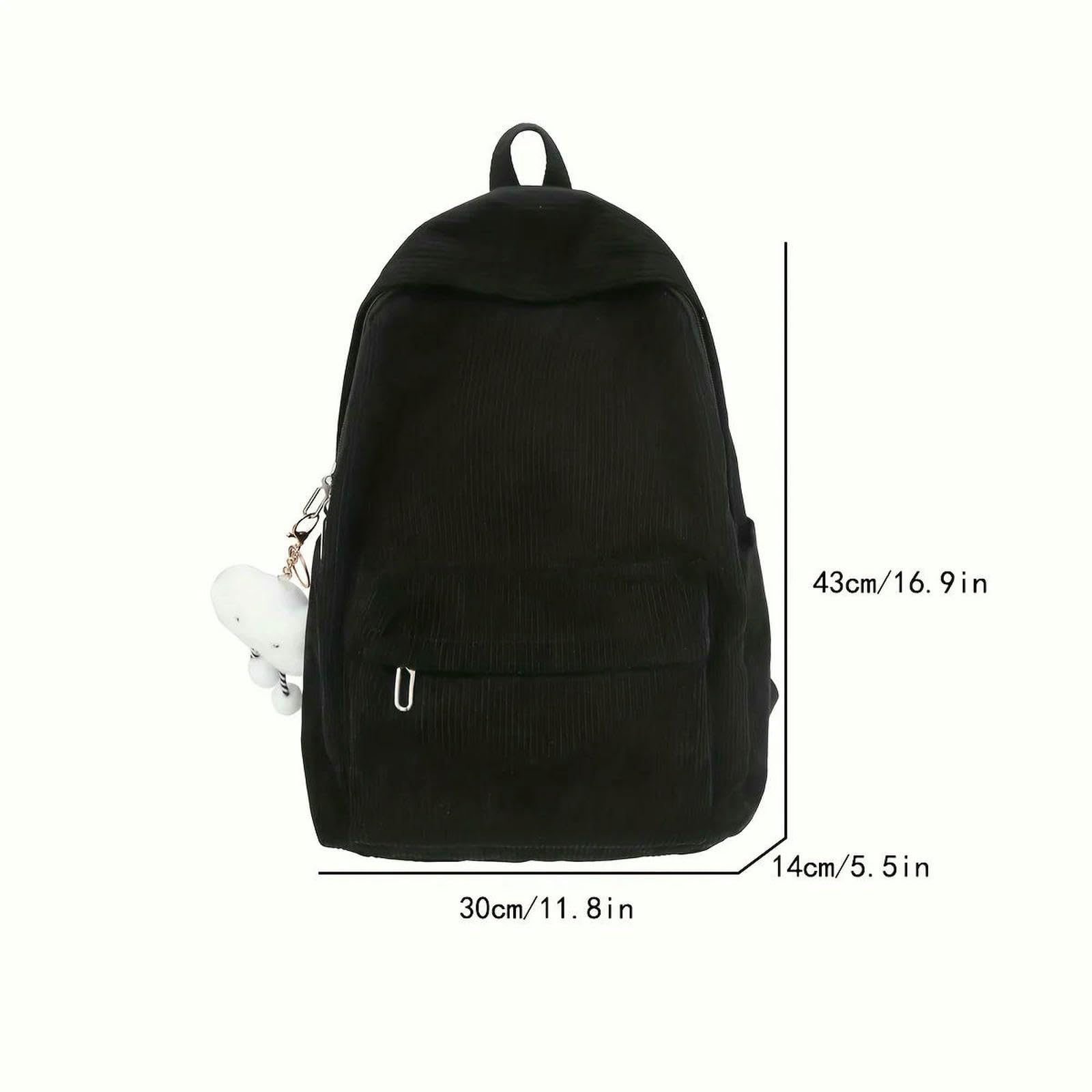 Zaino Casual in Velluto A Coste – Scolastico da Viaggio Unisex Stile Giapponese per L'uso Quotidiano dei Giovani-Cachi