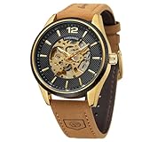 FORSINING Reloj de pulsera para hombre, automático, minimalista, analógico, correa de piel, para hombre
