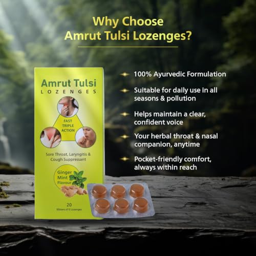 Image of Lozenges Ginger Mint Flavour | Herbal Throat Soother for Cough, Cold & Sore Throat | Pack of 12 (12 Strips)