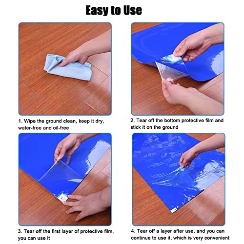 Image of mopam 300 Sheets 24 inch x 36 inch Sticky Mats for Cleanrooms Blue Adhesive Mats (10 Pads of 30 Sheets) Walk Off Tacky Mats for Laboratories Homes Construction Sites and More Remove Dust and Dirt from Shoes