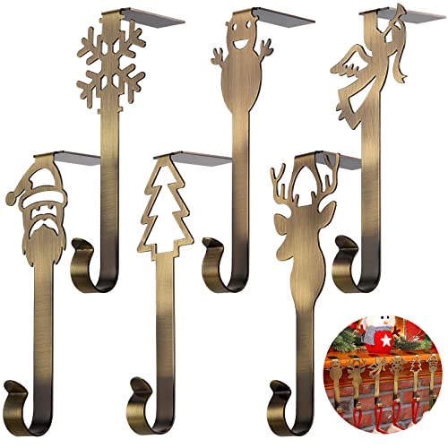 Décorations de Noël : 6 supports de cheminée pour chaussettes bronze - 2
