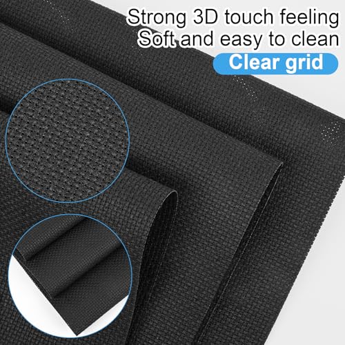 Image of MYFAMIREA 16PCS Cross Stitch Fabric, 4 Sizes Black Aida Cloth 14 Count Craft Embroidery Cloth Classic Reserve Cross Stitch for Home DIY Handmade Needlework Embroidery Decoration, 5.9 to 11.8 inch