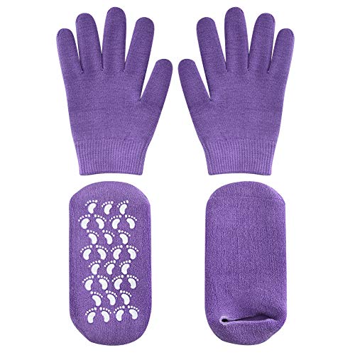 Soumit Calzini Idratante e Guanti Idratante, Calze Set Idratante con Pianta Olio Essenziale e Fodera in Gel, Adatto a Tendinopatia Achillea e Calli