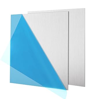 DAJAVE 2 Pack 5052 H32 Aluminum Metal Sheet 12x12x1/16 Inch Flat Plain Thin Aluminum Plate, 1.5mm Aluminums Metal Plate with Protective Film, Finely Polished and Deburred, for Crafting, Industry