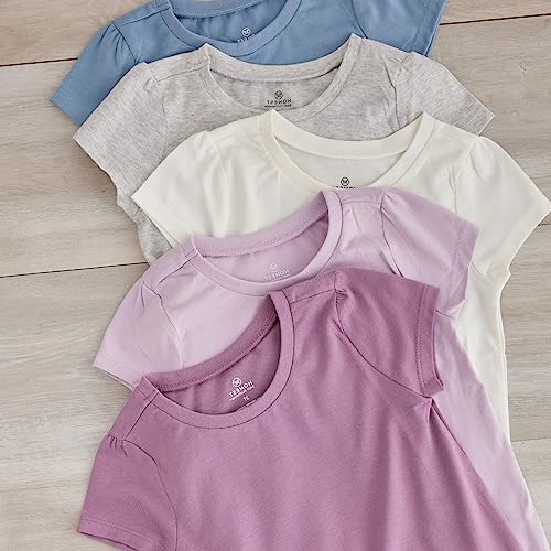 Image of HonestBaby Baby-Girls 5-Pack Puff Sleeve T-Shirts 100% Organic Cotton Baby, Toddler, Little Kid, Girl