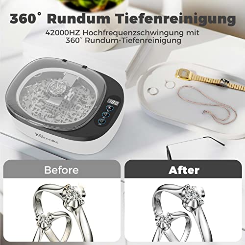 Kecoolke Ultrasonic Jewelry Cleaner, 750Ml Sonic Cleaner With Digital Timer For Eyeglasses, Rings, Coins，Silver，Denture Ultrasonic Cleaner Solution For Gifts #TOP3