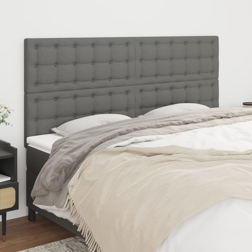 Testiera per Letto Grigio Scuro Tessuto Regolabile 160x118/128 cm