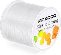 Paxcoo 1mm White Elastic Stretch Cord for Bracelet Jewelry Making - 328ft Flat Bead String Roll