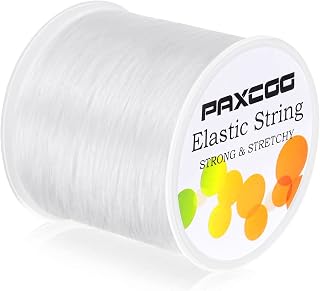 Paxcoo 1mm White Elastic Stretch Cord for Bracelet Jewelry Making - 328ft Flat Bead String Roll