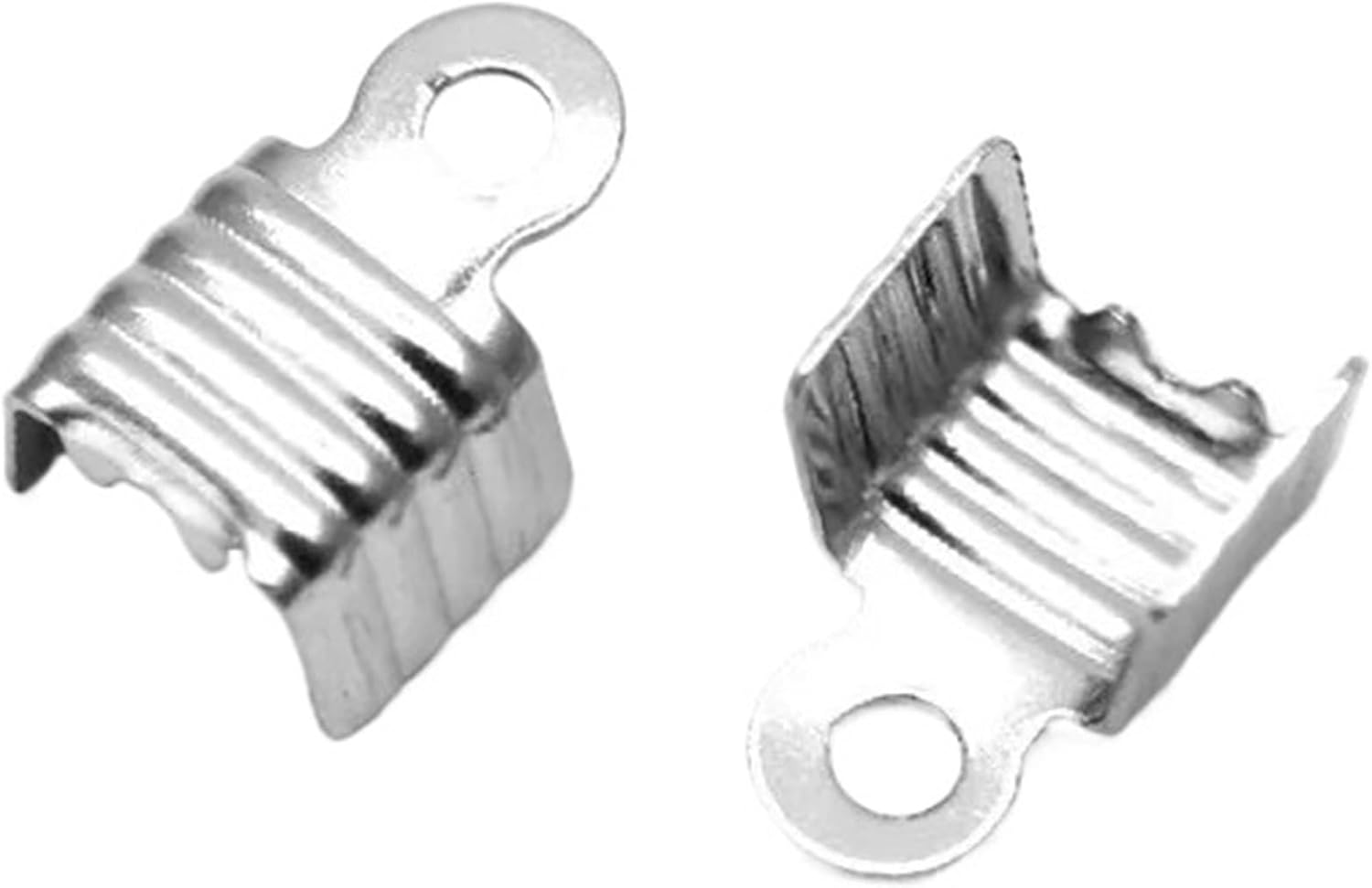 Fold Over Cord End 600pcs Fold Over Crimp Cord End Ribbon Clasp Tips Clamp Connector Components for Jewelry Maker,Sewing Hobbyist,DIY Enthusiast(Width 7mm)