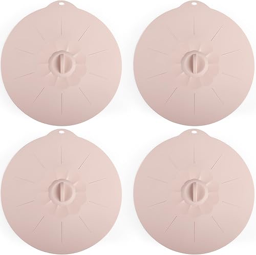 Miniatura 9 de Paquete de 4 tapas de silicona de 3.9 pulgadas para tazas, tazones, platos, sartenes, cubierta para salpicaduras de microondas, recipientes de