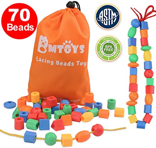 BMTOYS Lacing Beads for Kids - 70pcs Threading Beads Occupational Therapy Toys for Kids Fine Motor Skills Developmental Activity OT Toys - Image 6