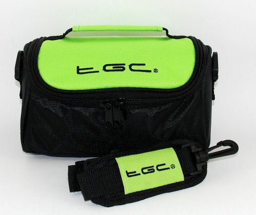 TGCCamera Case for DXG Technology DXG-580V with shoulder strap and Carry Handle (Electric Green & Black)