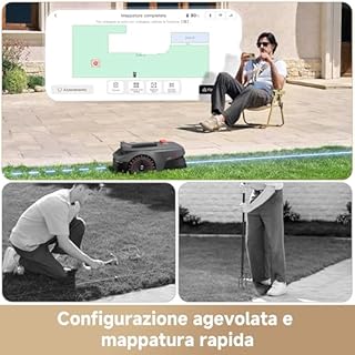 MOVA ViAX 250 Robot Tagliaerba Senza Filo Perimetrale, Consigliato 250m², Mappatura con Assistenza IA, Percorso a U, Rilev Ostacoli Dual Vision, Taglio Bordi Ottimizzato, Terreni Complessi,Ctrl da App