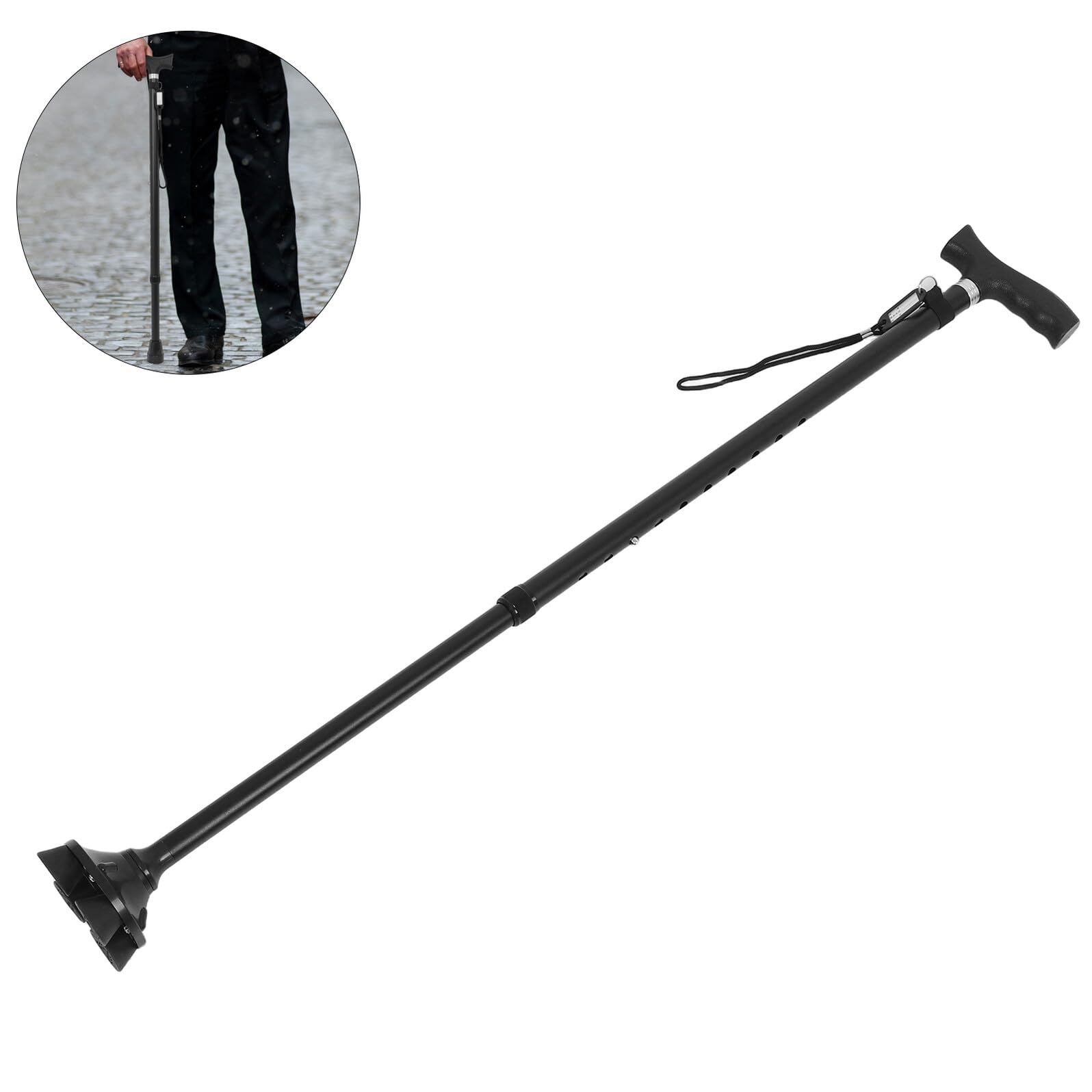 Bastón Portátil Plegable Ajustable de Aleación de Aluminio para Mayores