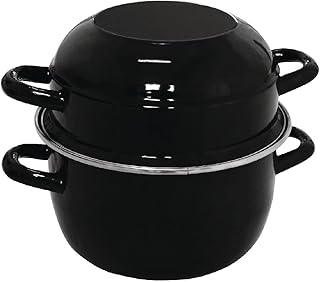 Mussel Pot 1Kg 200mm Stainless Steel Black Stockpot Saucepan Cookware