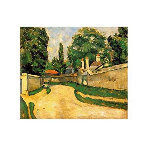 ポール・セザンヌ《道路沿いの家》複製名画 ポスター飾り絵 油絵画 壁飾り油絵 インテリア 壁の絵 絵画 パネルアート 装飾画 家の装飾ポスタ ウォールアート (60x72cm-24x28inch)額無し