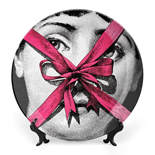 Aloked Lina Cavalieri Plate, Wall Decorative Plate, Mysterious Face Plate Wall Hanging Decoration,Including Bracket and Special Spring Hook,A16,6inch