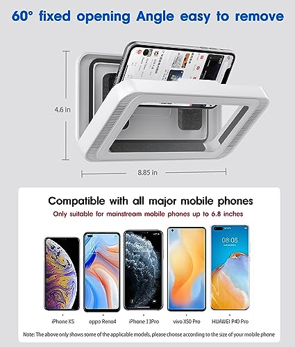 Image of Waterproof Shower Phone Holder with 360 Rotation, Angle Adjustable, Enhanced Sound Quality, Wall Mounted Phone Holder for Bathroom Mirror Bathtub Kitchen, Up to 7 Inch (White)