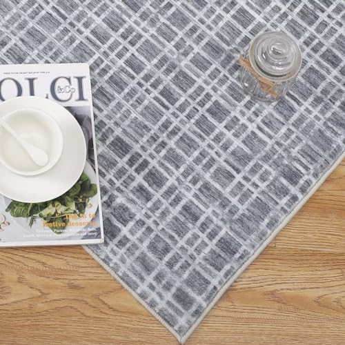 Tapete decorativo moderno checkered 8x10 gris miniatura 5