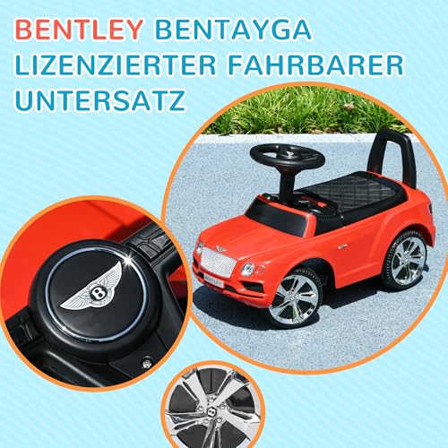 AIYAPLAY Bentley Bentayga Rutschauto, Rutscherfahrzeug mit Hupe und Musik, Kinderfahrzeug, Kinderauto mit Kippschutz für Kinder 1,5-3 Jahre Rot 67 x 29 x 39 cm – Bild 4