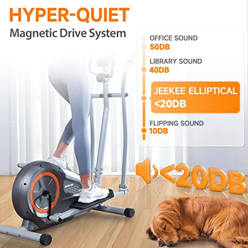 JEEKEE Elliptical Machine, Elliptical Machines for Home Use, 16 Resistance Levels, Ultra-Quiet Magnetic Driving System, Elliptical Exercise Machine with LCD Monitor