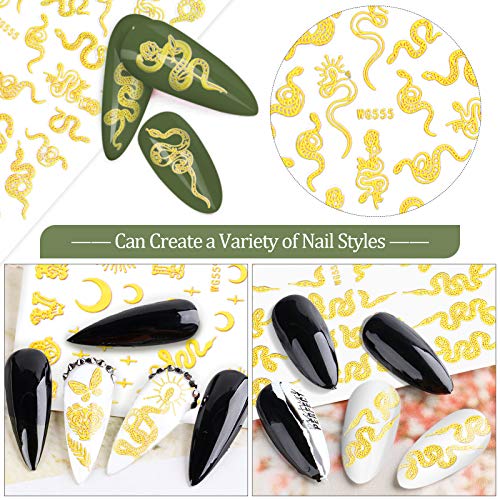 Schlange Nagelkunst Aufkleber, EBANKU 8 Blätter 3D Selbstklebende Nagel Abziehbilder mit Schlange Design Nagelkunst… – Bild 5