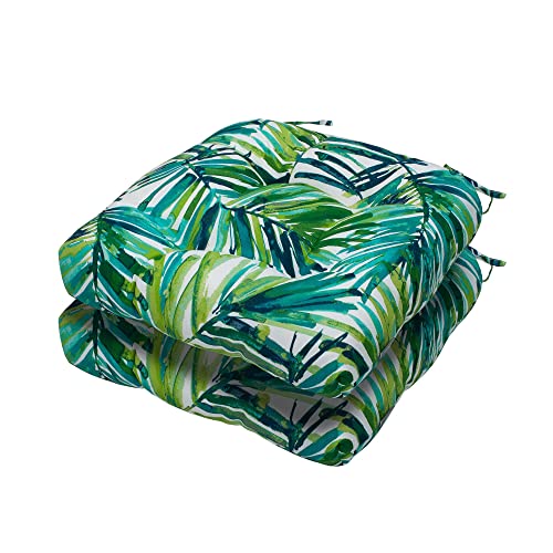 Magpie Fabrics 19'x19' Tufted Seat Cushion 2 Pack, U-Shaped Patio Cushions with Ties, Outdoor/Indoor...