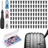 Samulee 107 Piezas Repara Pinchazos Coche, Clavo de Goma para Neumáticos, Clavos de Reparación de Neumáticos al Vacío con Destornillador, para Automóvil Motocicleta Camión Tractor