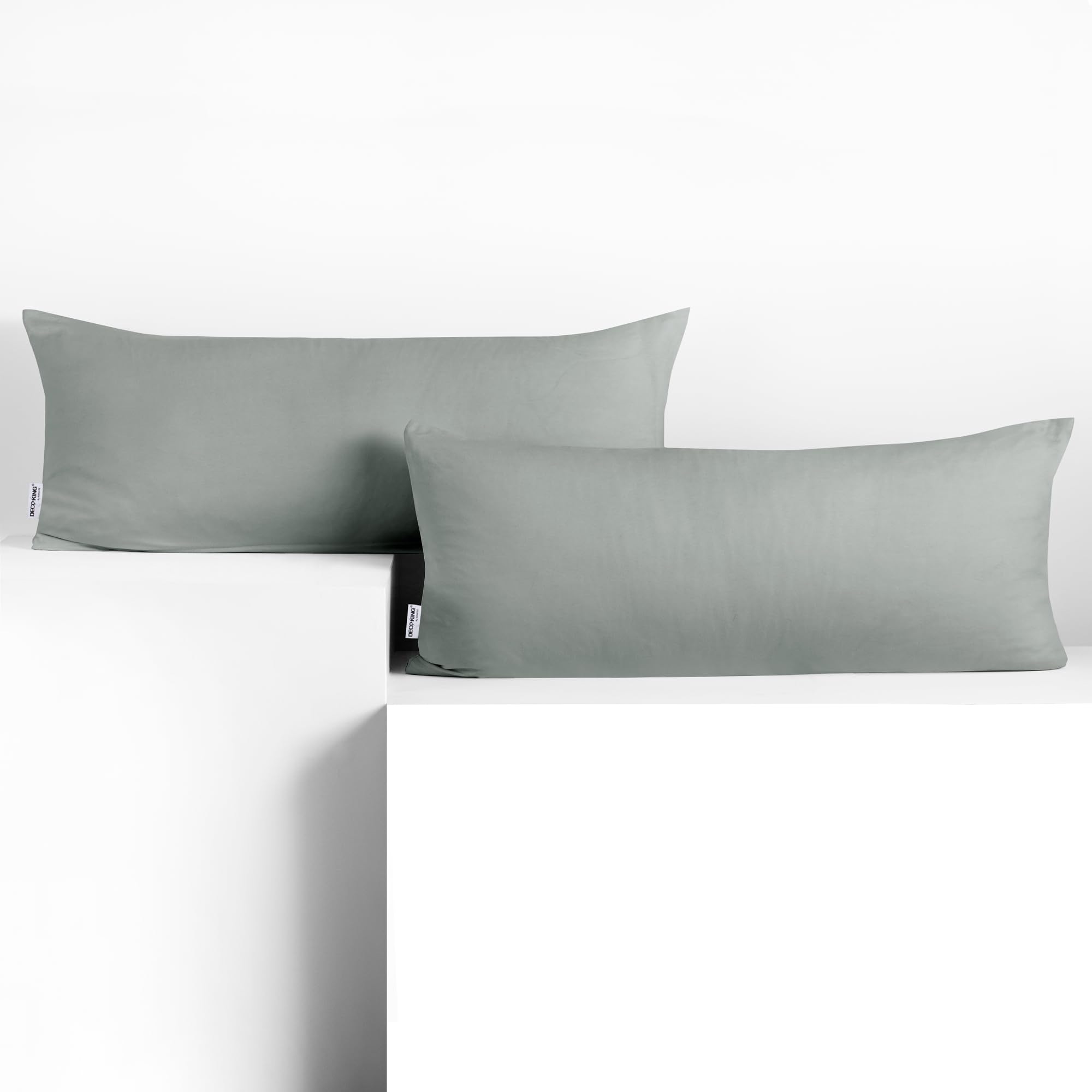 DecoKing 2 Pillowcases 40 x 120 cm Jersey 100% Combed Cotton Zip Steel Amber