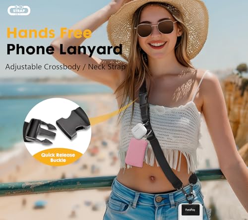 Image of Icycay Phone Lanyard Crossbody Strap Neck Adjustable Teacher Women Black | for Cell Phone Case Keys ID Badges, Anti Theft, Multifuctional, Phone Holder, Travel Hiking Essential Accessories, Gifts