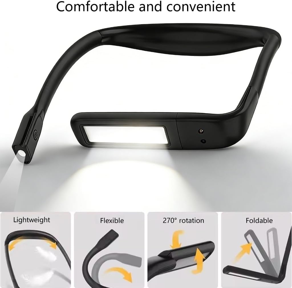 LED Neck Book Light,Adjustable Brightness,3 Color Modes for Reading Lights