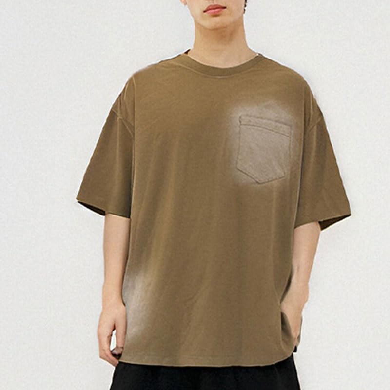 Retro Loose Short Sleeves Cotton Round Neck Pullover T-Shirt Breathable Sweat-Wicking Sports Vest