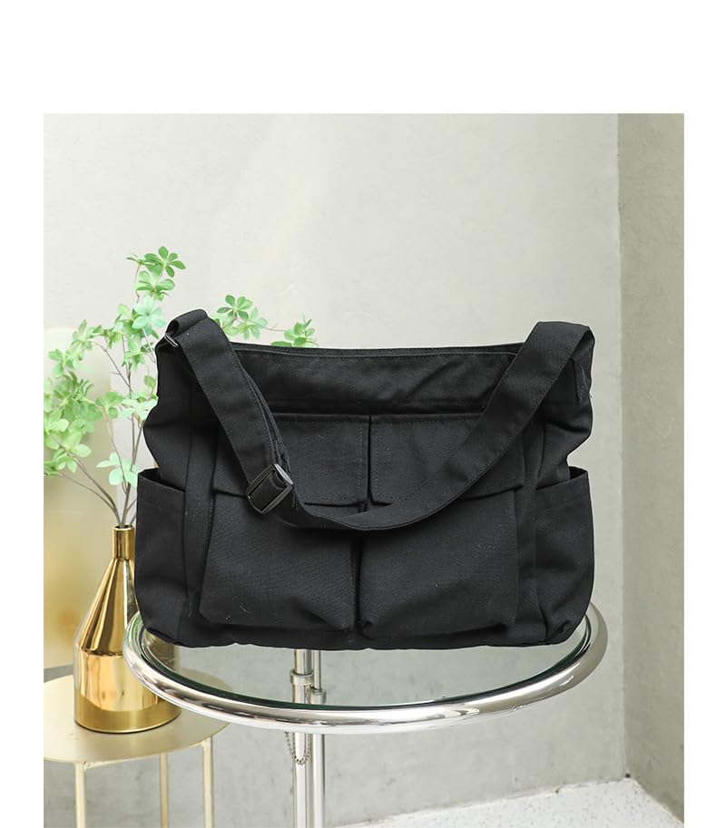 Men Women Tote Bag Messenger Bag Crossbody Shoulder Vintage with Multiple Pockets for College Work Daily4