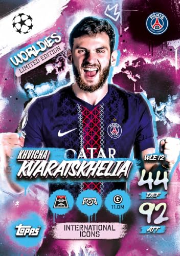 Image of Topps UEFA Champions League Match Attax 2025-26 Trading and Collectible Card Game (Booster Pack Worldies - International Icons)