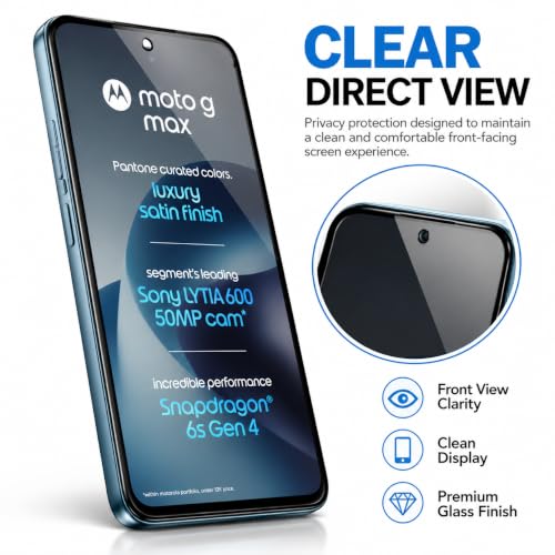 Image of FIRST MART Privacy Tempered Glass for Motorola G Max, 2 Pack | Anti-Spy 9H Screen Protector, Edge-to-Edge, Case-Friendly, Scratch Resistant, Bubble-Free