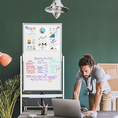 Mobile Whiteboard, 40 X 24 Inch Magnetic Rolling White Board With Stand, 360° Reversible Double Sided Writing Dry Erase Board On Wheels Easel Standing Marker Board With Tray For Office Classroom Home #TOP6