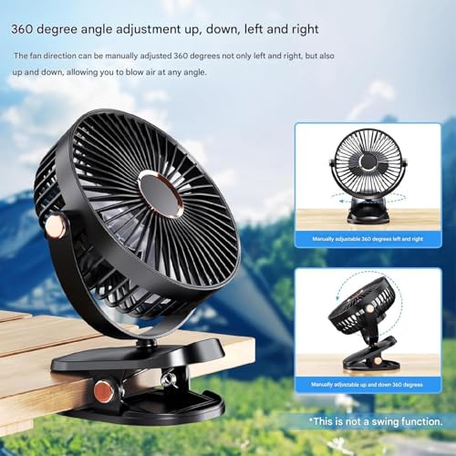 Image of RAXHOL ๐ inch ๐๐ง๐๐ก Rechargeable Desktop Mini ๐๐ฅ๐ข๐ฉ ๐
๐๐ง with ๐๐๐ Lighting | High Speed Rechargeable Table Fan for Home | ๐ ๐๐ฉ๐๐๐ Modes Portable fan for Kitchen Home Office (Black)