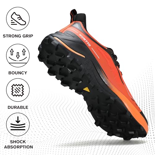 Image of HUMTTO Men's Hiking Shoes with Quick Lace Orange /Black 13