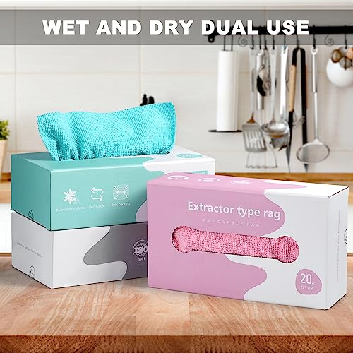 قطع قماش للتنظيف من المايكروفايبر من لويروي في صندوق (20 قطعة) - 7.9 انش × 7.9 انش قابلة لاعادة الاستخدام للسيارات - مناشف تيري بدون حواف صغيرة للمنزل والمطبخ (متعدد الالوان)