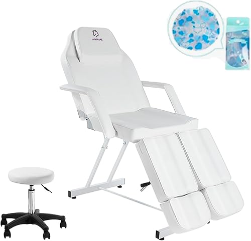 LUXMARS Silla facial, silla ajustable para tatuajes, cama de salón con taburete hidráulico, cama de masaje para masaje profesional, pestañas