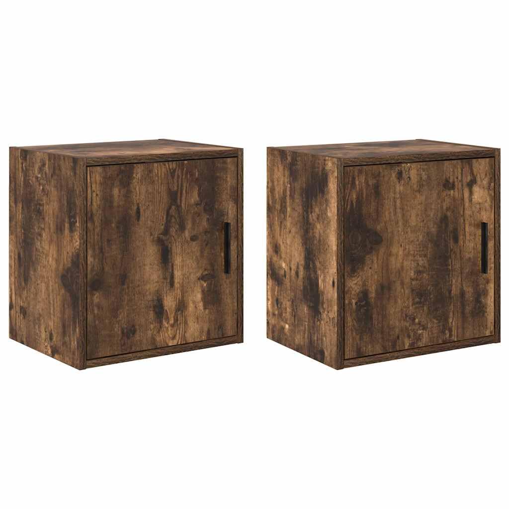 Armoires murales de Garage 2 pcs chêne fumé Bois d'ingénierie,Entreprise & Industrie,Stockage Industriel,Armoires industrielles,14.8 kg-860634