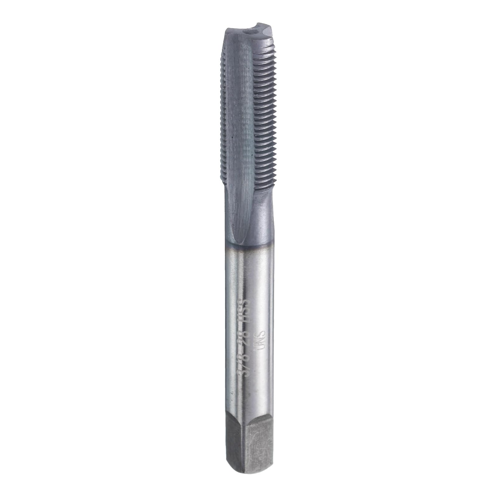 HARFINGTON 3/8"-28 UNS Thread Tap 6542 Cobalt High-Speed Steel TiCN Coated Plug Tap Right Hand Flat Head 3 Straight Flutes Screw Threading Hand Tap