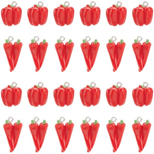 Breloques piment rouge légères en résine pour fabriquer des boucles d'oreilles sans douleur - 7