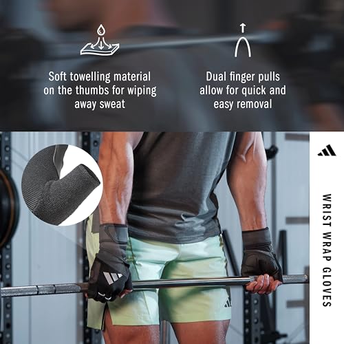 Image of adidas Wrist Wrap Training & Weightlifting Gloves, Fingerless Workout Gloves