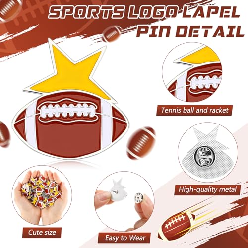 Image of Tondiamo Sports Ball Lapel Pin Bulk Baseball Football Softball Tennis Brooch for Team Training Backpack Hat Cloth Accessories