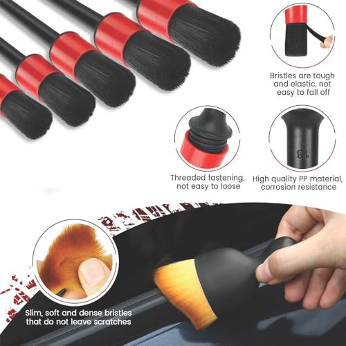 Aptleou Car Detailing Brush Set, 11Pcs Car Detailing Kit Includes Car Interior Detailing Brushes, Car Wheel & Tire Brush for Rim Cleaner, Car Cleaning Brush for Dust, Engine Brush, Air Vent Brush - Image 3