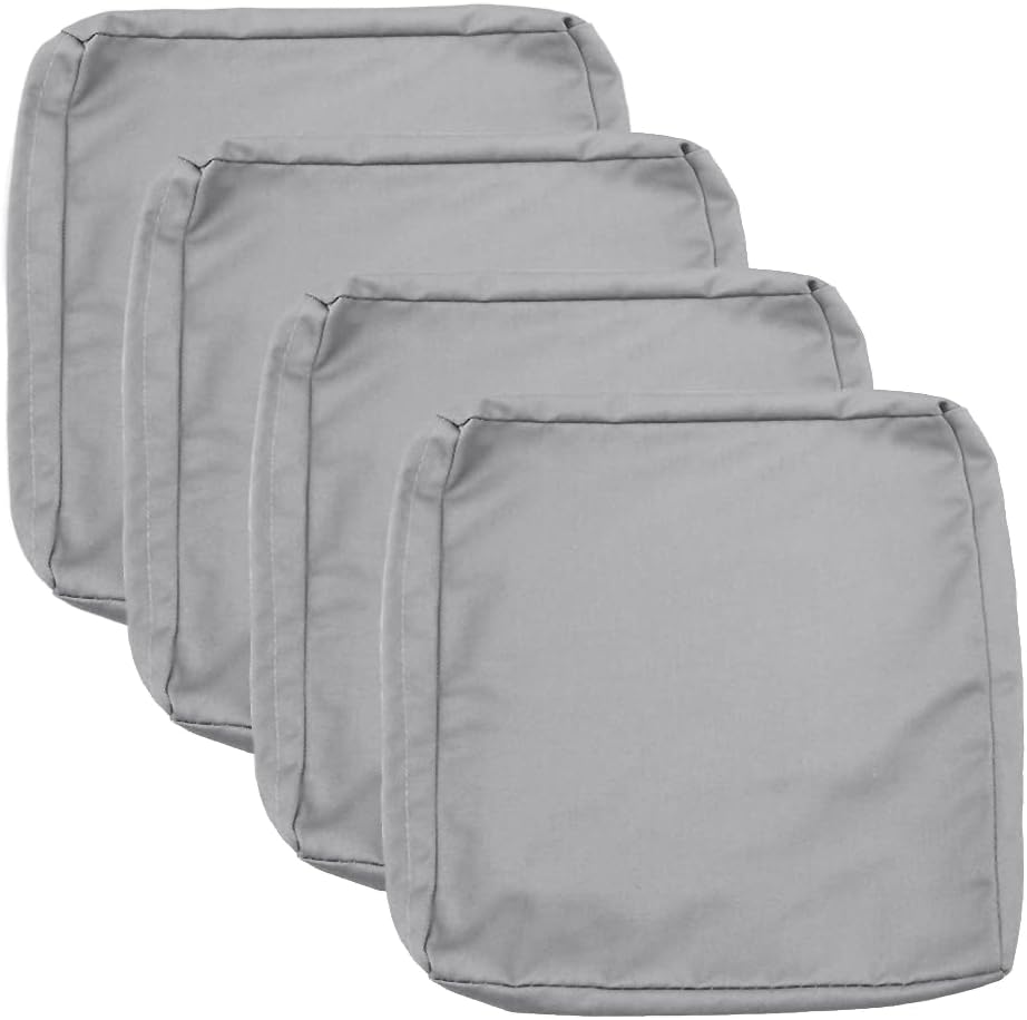 Sqodok Patio Cushion Covers 24x22, Water Resistant Outdoor Cushion Covers for Patio Furniture, 4Pack Patio Cushion Seat Slicovers Replacement for Sectional Sofa, Wicker Chair, Grey Heather