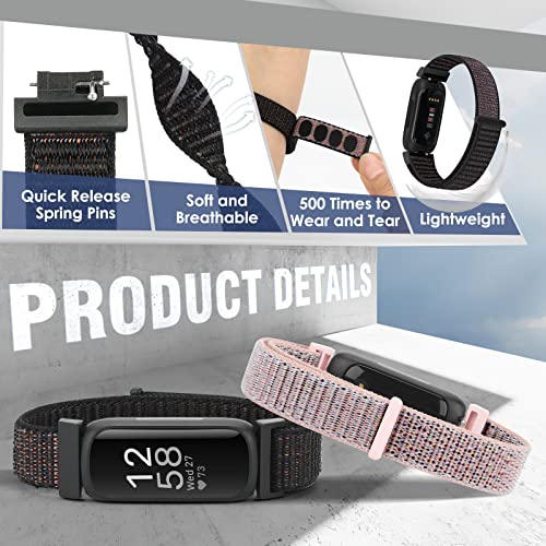 Nylon Sport Loop Straps Compatible with Fitbit Inspire 3/Inspire 2/Inspire HR/Inspire/Fitbit Ace 3/Ace 2 for Women Men Kids Soft Nylon Band Breathable Comfortable Replacement Wristband Straps - Image 3
